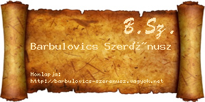 Barbulovics Szerénusz névjegykártya